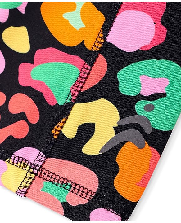 Pine Active Knit Super Stretch Cycling Shorts with Abstract Print - Black