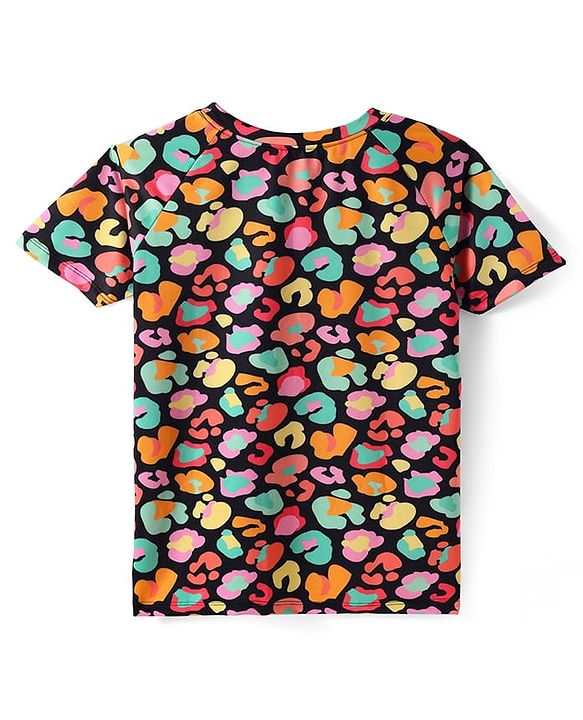 Pine Active Knit Half Raglan Sleeves Printed T-Shirt & Shorts Set - Multicolor