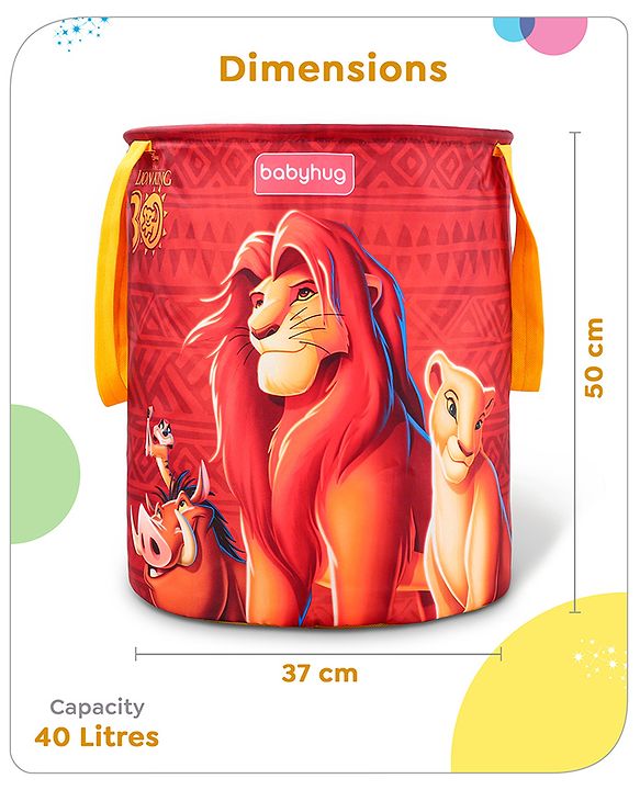 Babyhug Disney Foldable Laundry Bag with Handle Lion King Theme - Red