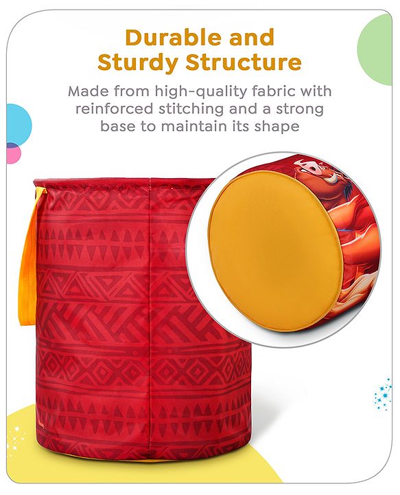 Babyhug Disney Foldable Laundry Bag with Handle Lion King Theme - Red