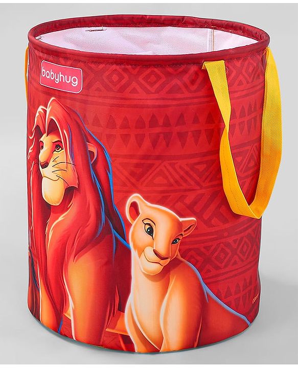 Babyhug Disney Foldable Laundry Bag with Handle Lion King Theme - Red