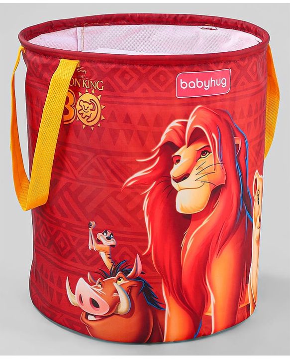 Babyhug Disney Foldable Laundry Bag with Handle Lion King Theme - Red