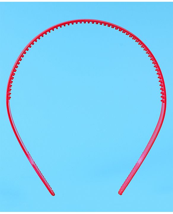 Pine Kids Free Size Solid Coloured Hair Bands Pack Of 5 - Red
