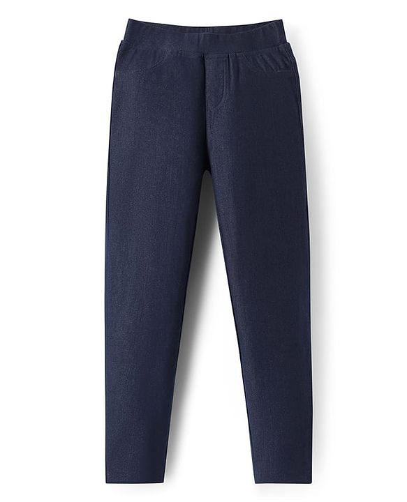 Pine Kids Denim Woven Ankle Length Washed Jeggings - Navy