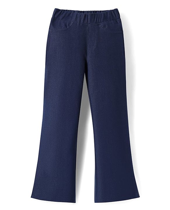 Pine Kids Denim Woven Ankle Length Washed Boot Cut Jeggings - Navy