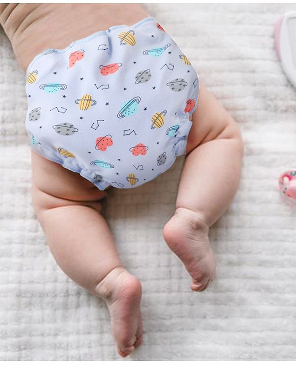 Babyhug Leak-Proof Cloth Langot Pack of 3 Large Solar Print - Multicolour | Triple Layer Protection | Reusable | Designed for Short Term Comfy Wear | Mess Free