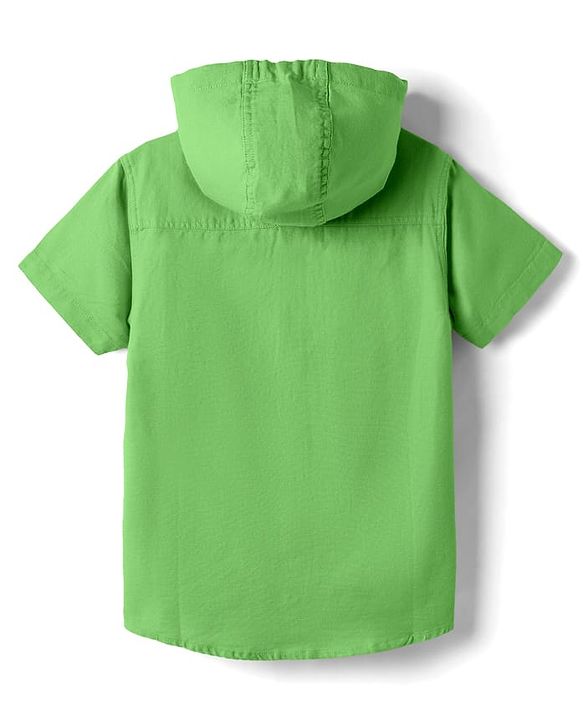 Pine Kids 100% Cotton Half Sleeves Solid Coloured Hooded Shirts - Mustard