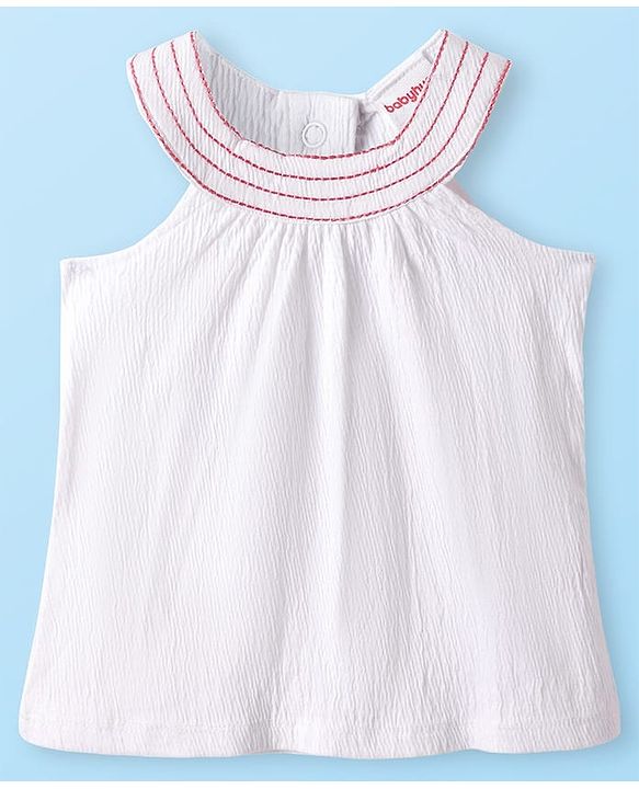 Babyhug Single Jersey Knit Sleeveless Top & Skirt Set with Polka Dots Print - Red & White