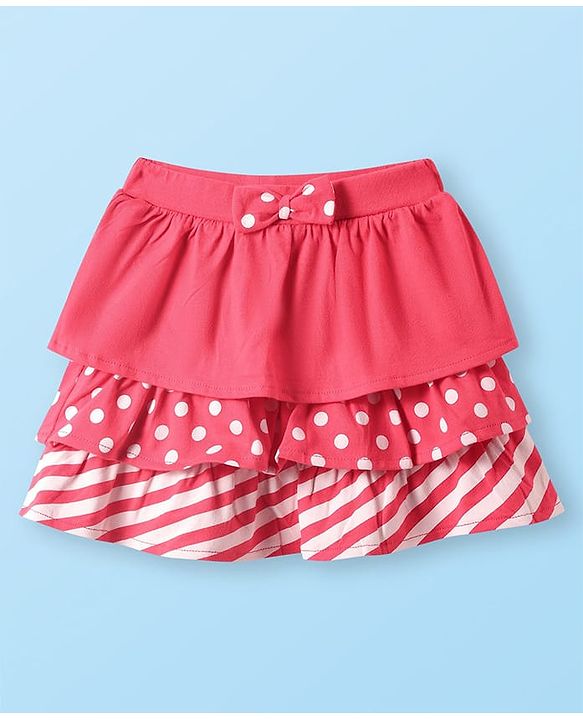 Babyhug Single Jersey Knit Sleeveless Top & Skirt Set with Polka Dots Print - Red & White