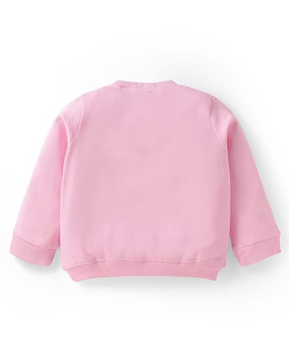 Babyhug Terry Knit Full Sleeves Sweatshirt & Jegging Set with Rainbow Patch - Pink & Navy Blue