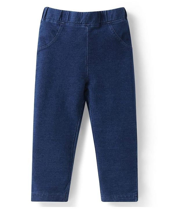 Babyhug Terry Knit Full Sleeves Sweatshirt & Jegging Set with Rainbow Patch - Pink & Navy Blue