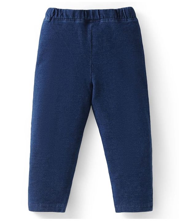 Babyhug Terry Knit Full Sleeves Sweatshirt & Jegging Set with Rainbow Patch - Pink & Navy Blue