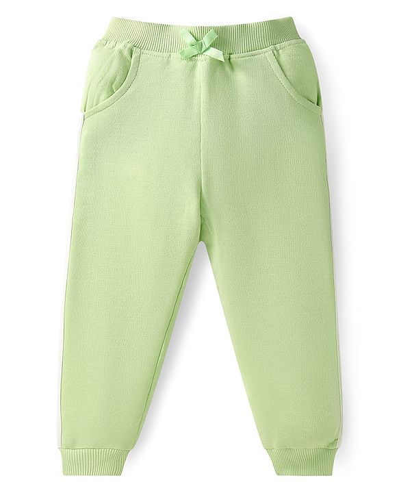 Babyhug Single Jersey Knit Full Sleeves Cut & Sew T-Shirt & Lounge Pant Set - Light Green