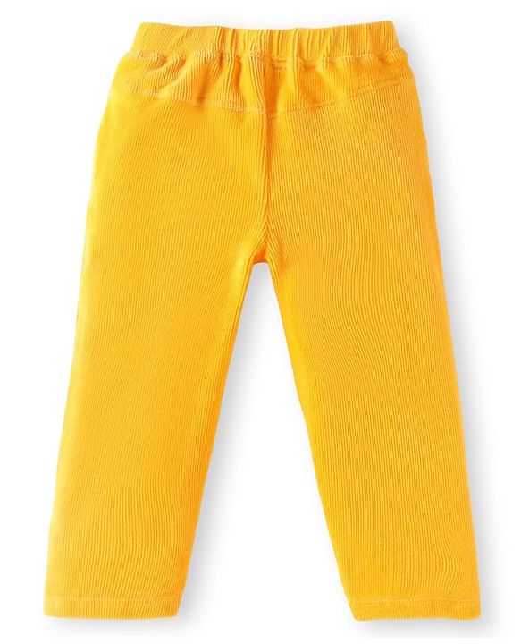 Babyhug Single Jersey Knit Half Sleeves Peter Pan Collared Top & Trouser Set with Floral Print - Yellow