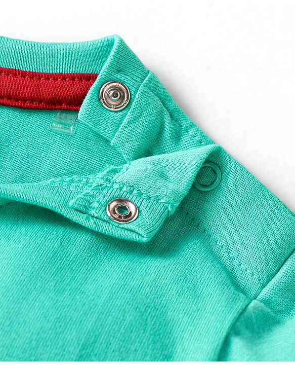 Babyhug Disney Single Jersey Knit Half Sleeves Shorts Night Suit With Mickey Mouse Graphics - Turquoise Green