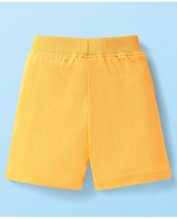 Babyhug Cotton Knit Mid Thigh Shorts with Sea Life Print & Stripes Pack of 3 - Yellow White & Light Blue