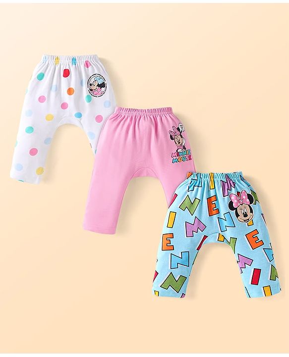 Babyhug Cotton Interlock Knit Full Length Diaper Pant with Stripes & Space Ships Print Pack of 3 - Navy Red & White