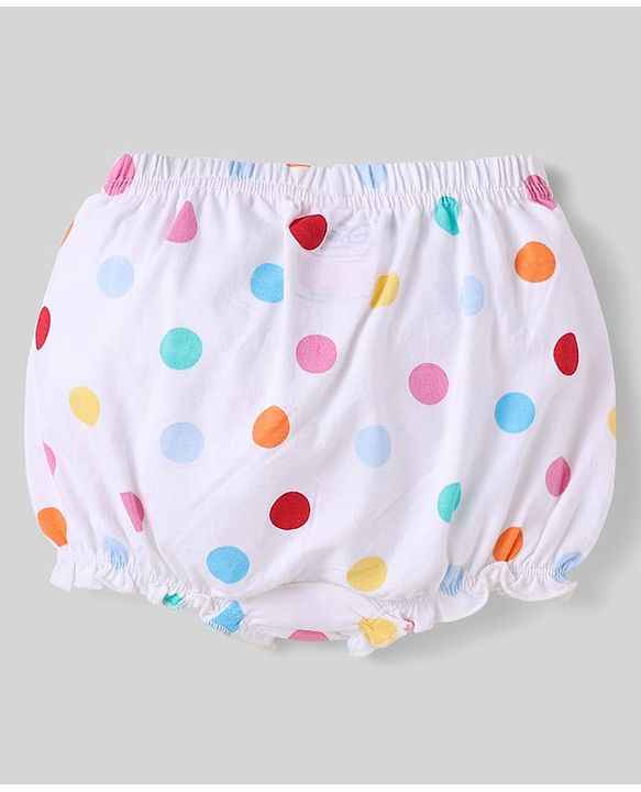 Babyhug Disney Cotton Knit Bloomers With Minnie Mouse Graphics - Pink Light Blue & White