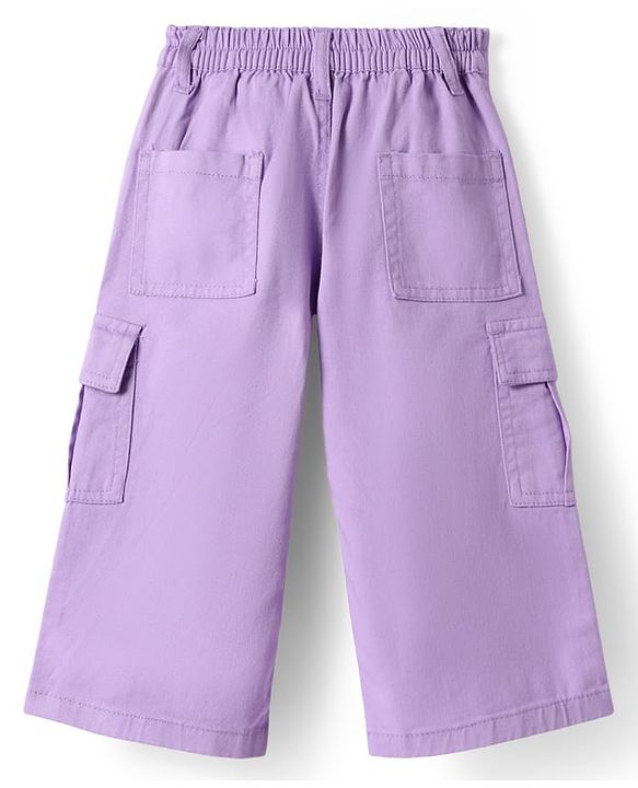 Babyhug Twill Woven Full Length Solid Trouser with Stretch - Lavender