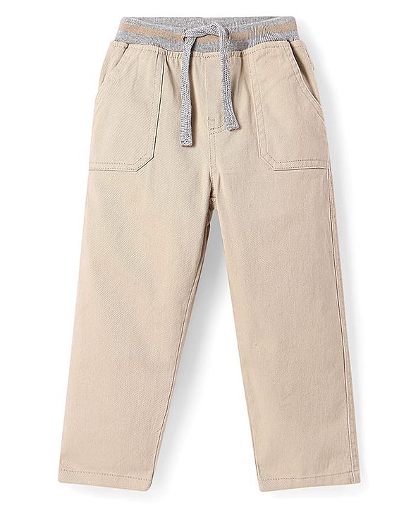 Babyoye Twill Woven Full Length Trousers with With Stretch - Beige