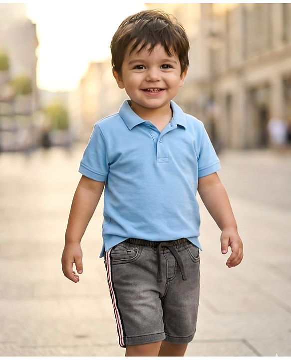 Babyhug Above Knee Length Solid Denim Shorts With Stretch - Grey