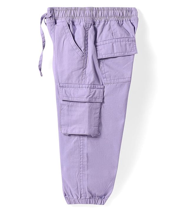 Babyhug Twill Woven Full Length Solid Joggers - Lilac