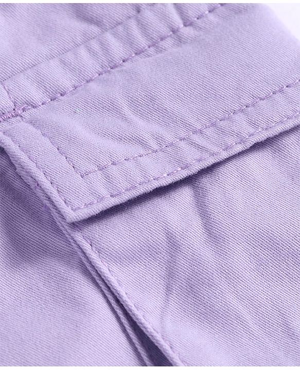 Babyhug Twill Woven Full Length Solid Joggers - Lilac