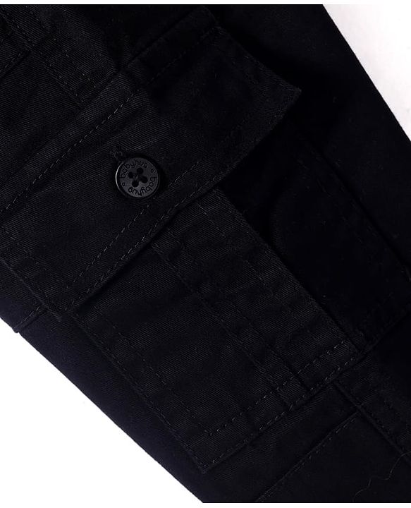 Babyhug Full Length Washed Denim Jogger With Stretch & Cargo Pockets - Black