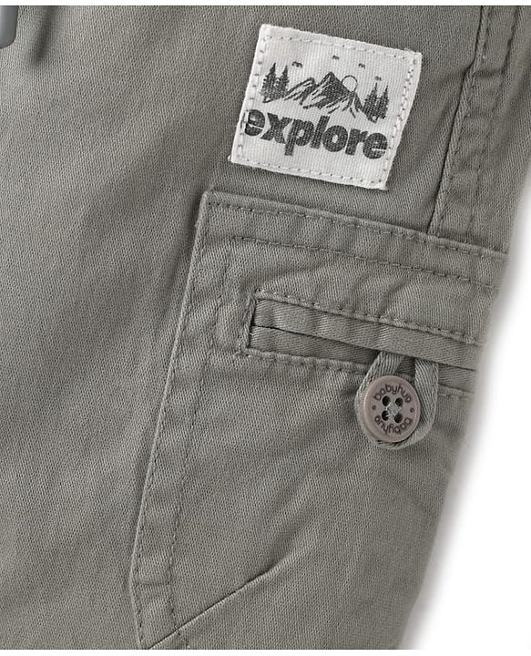 Babyhug Twill Woven Full Length Solid Trouser With Stretch - Grey