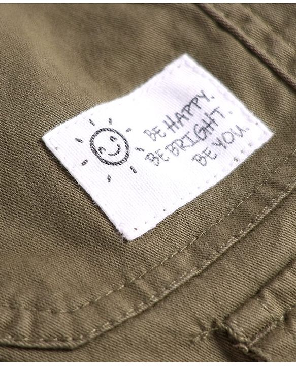 Babyhug Twill Woven Full Length Solid Color Trousers With Stretch and Pockets - Olive Green