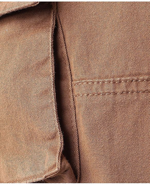 Babyhug Twill Woven Full Length Trouser With Text Patch - Brown