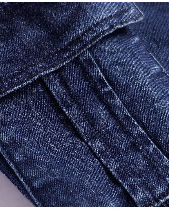 Babyhug Denim Full Length Washed Jogger With Stretch - Blue