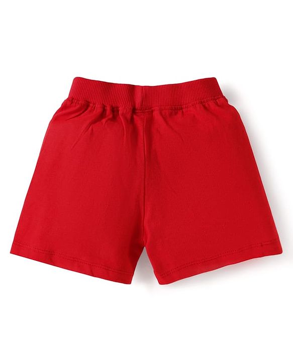 Babyhug Single Jersey Knit Shorts with Stripes & Dino Print of 3 - Blue & Red
