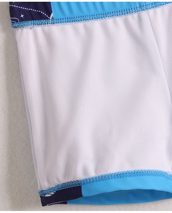 Babyhug Half Raglan Sleeves Two Piece Swimsuit With Space Theme Print - Blue