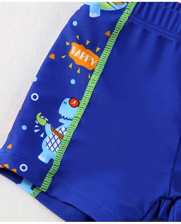 Babyhug Half Raglan Sleeves Two Piece Swimsuit With Dino Print - Blue