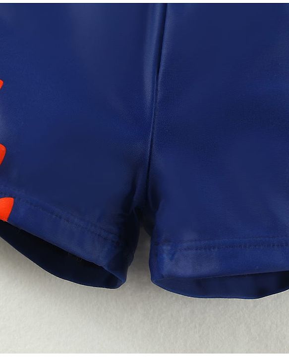 Babyhug Swimming Trunk With Dino Print & Swimming Cap - Navy Blue