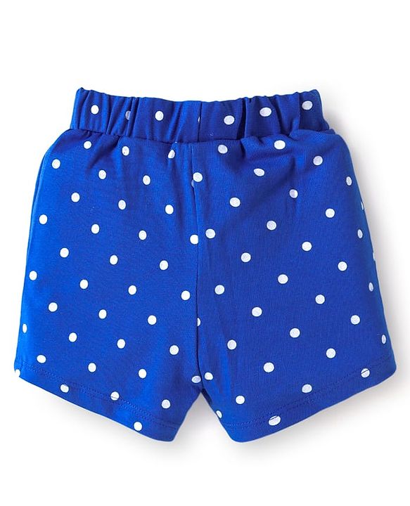 Babyhug 100% Cotton Single Jersey Knit Shorts with Polka Dots & Bow Applique Pack of 3 - Pink & Blue