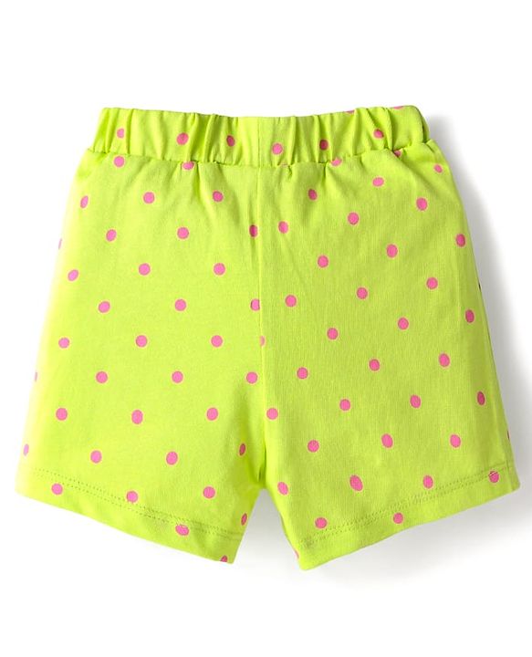 Babyhug 100% Cotton Single Jersey Knit Shorts with Polka Dots & Bow Applique Pack of 3 - Pink & Blue