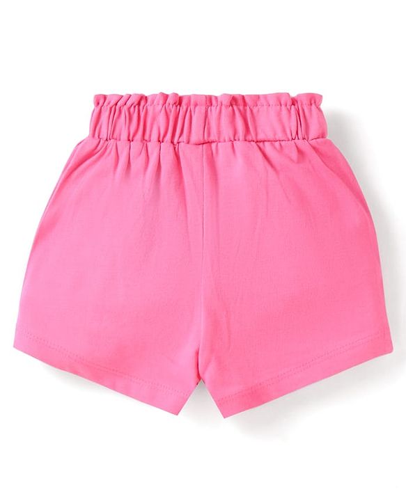 Babyhug Cotton Single Jersey Knit Mid Thigh Shorts With Floral Print Pack of 3 - Orange Pink & Green