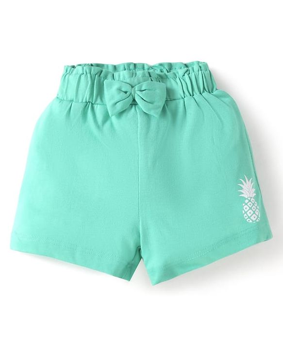 Babyhug Cotton Single Jersey Knit Mid Thigh Shorts With Floral Print Pack of 3 - Orange Pink & Green