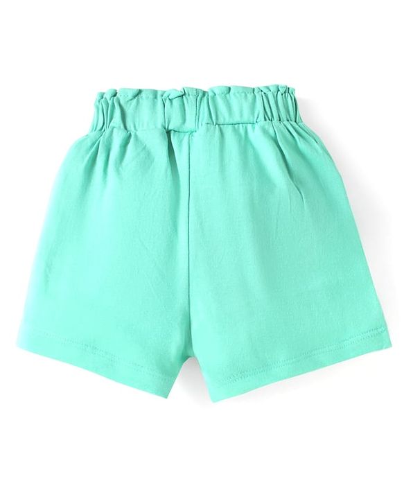 Babyhug Cotton Single Jersey Knit Mid Thigh Shorts With Floral Print Pack of 3 - Orange Pink & Green