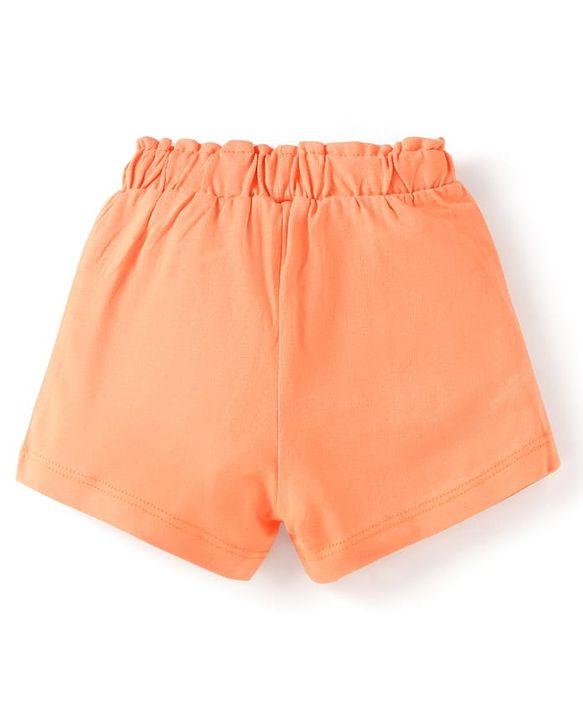 Babyhug Cotton Single Jersey Knit Mid Thigh Shorts With Floral Print Pack of 3 - Orange Pink & Green