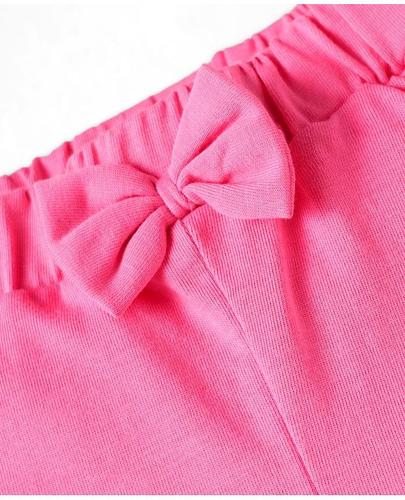 Babyhug Cotton Knit Mid Thigh Lenght Shorts with Floral Print & Bow Applique Pack of 3 - Blue White & Dark Pink