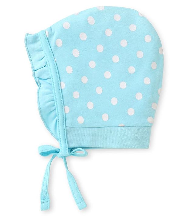 Babyhug Interlock Knit Bonnet Bonnet Caps With Heart & Polka Dot Print Pack of 2 - Red & Light Blue