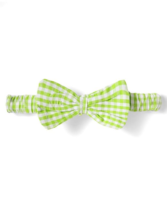 Babyhug Cotton Knit Sleeveless Checkered Frock with Headband Floral Embroidery & Smocking - Light Green