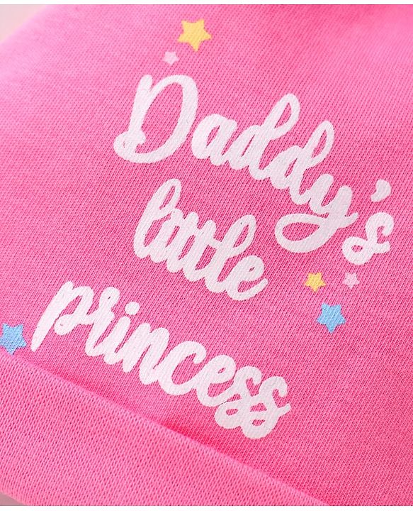 Babyhug 100% Cotton Cap with Daddy's Little Princess Text Print - Pink