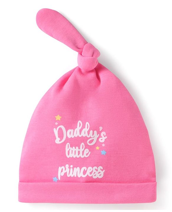 Babyhug 100% Cotton Cap with Daddy's Little Princess Text Print - Pink