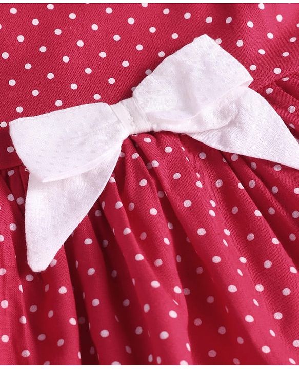 Babyhug Cotton Knit Sleeveless Frock Bloomer & Head Band with Lace Detailing - Red