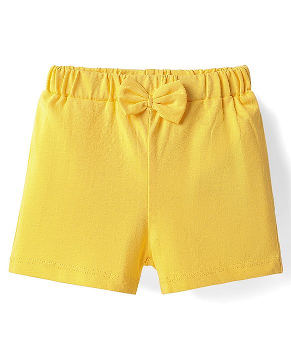 Babyhug Single Jersey Knit Mid Thigh Shorts With Tropical Theme Pack Of 3 - Yellow Pink & Light Green