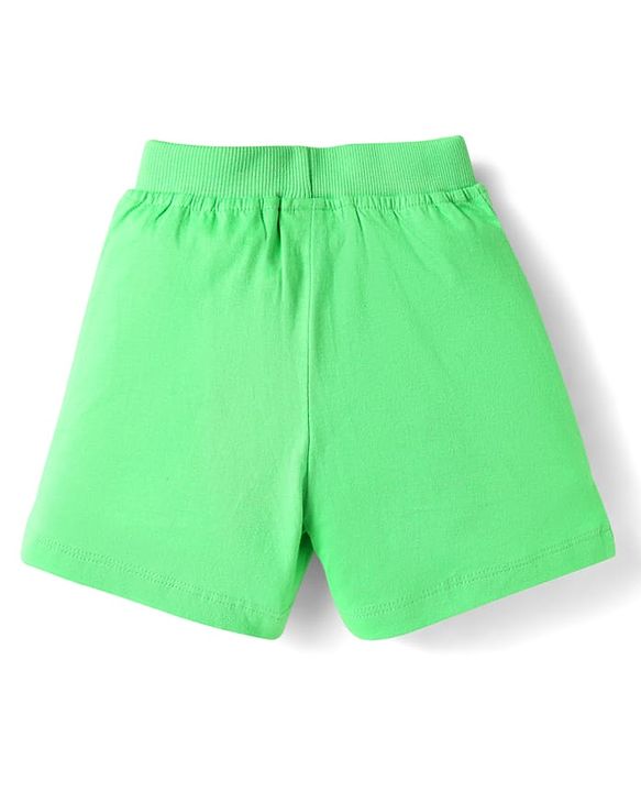 Babyhug Cotton Knit Mid Thigh Shorts with Animal Print Pack of 3 - Yellow Navy Blue & Light Green